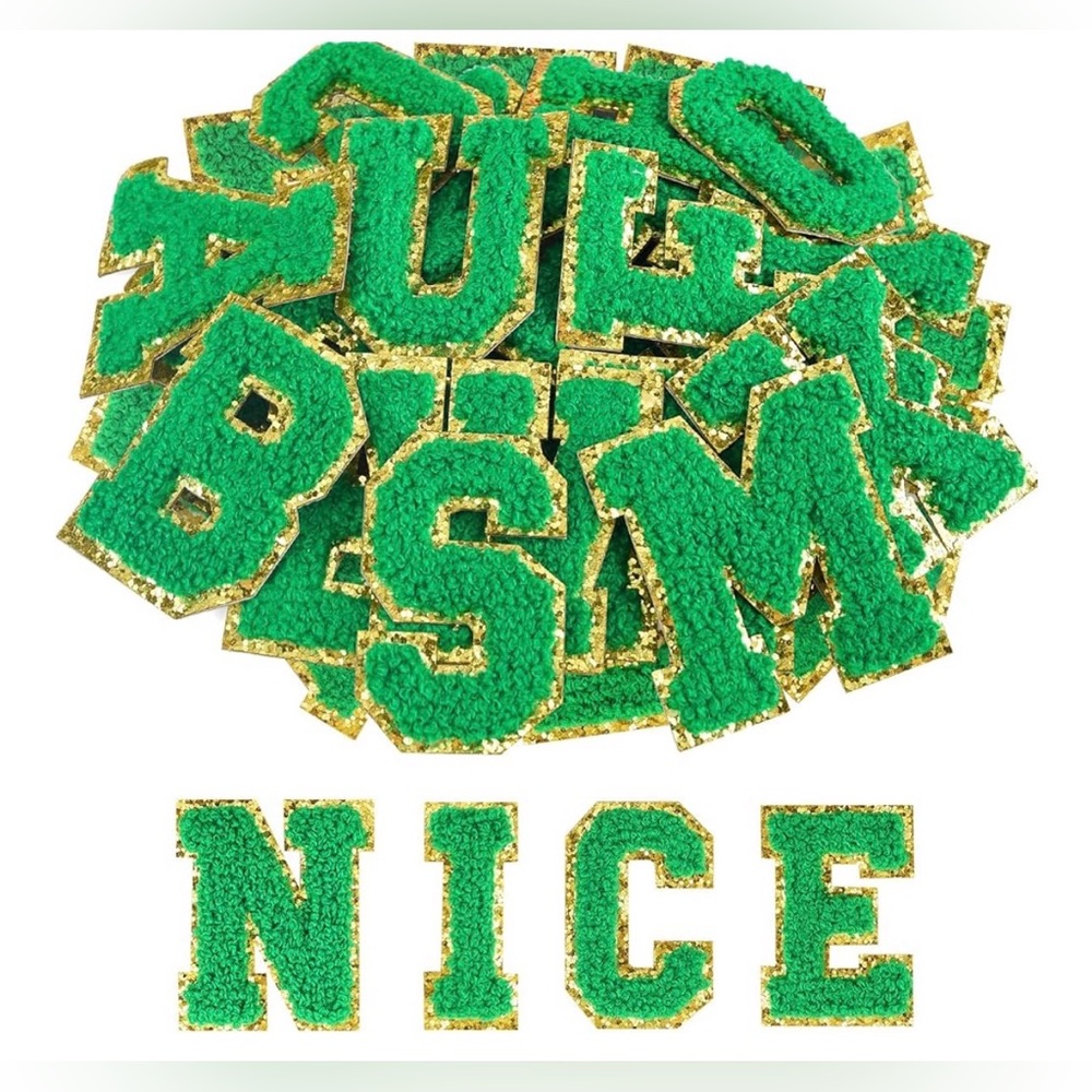 Green Alphabet Patch Stickers 23 pc